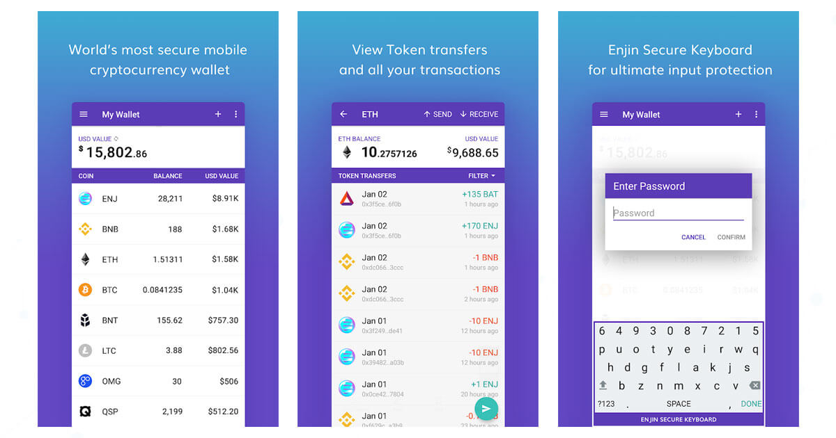 enjin wallet interface